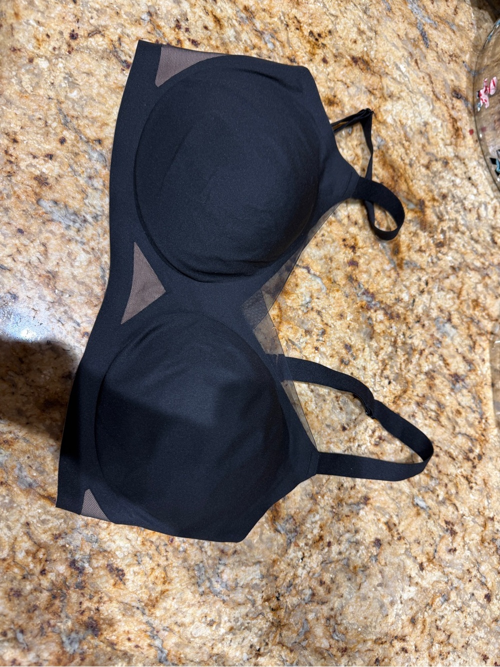 Honeylove Black Seamless Mesh-Panel Molded Bra